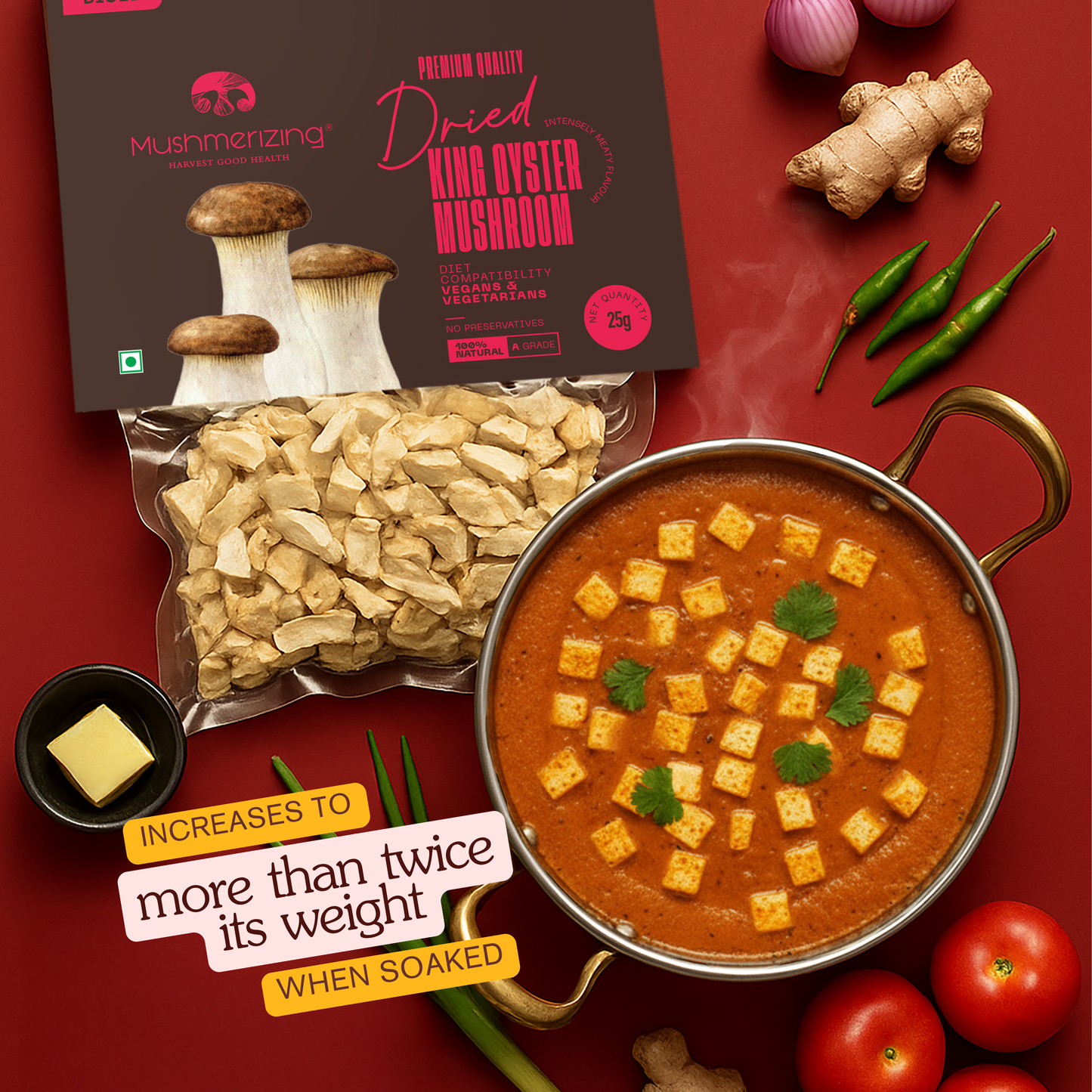 Dried King Oyster Mushroom (Diced)