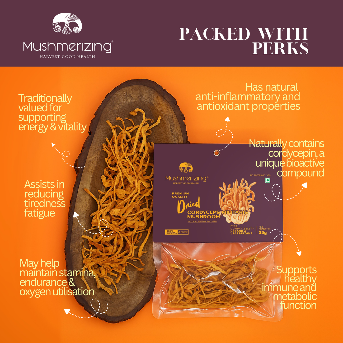 Dried Cordyceps Militaris Mushroom