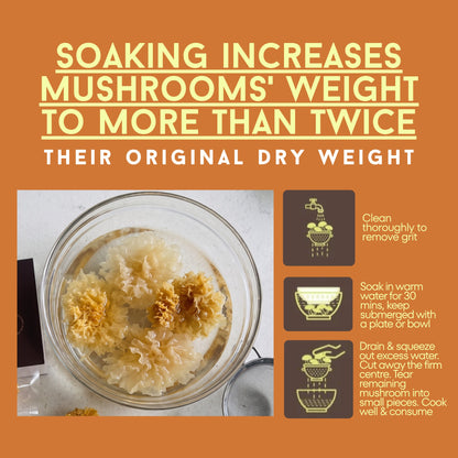 Dried Tremella mushroom nutrition, storage and preparation information